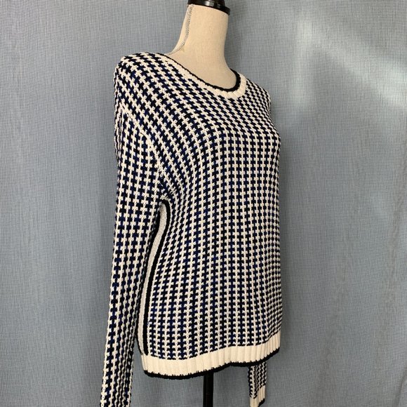 Black & White Check Sweater / Chunky Knit Jumper / Women's Size SMALL Sweater / - Picture 2 of 5